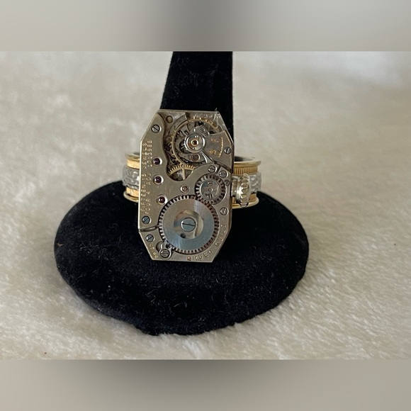 Watch Ring By Rewind stainless steel band watch Ruby steampunk burning man - Picture 3 of 10